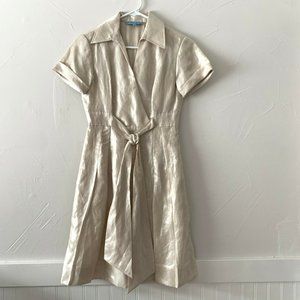 Antonio Melani Champagne Linen Dress Short Sleeve